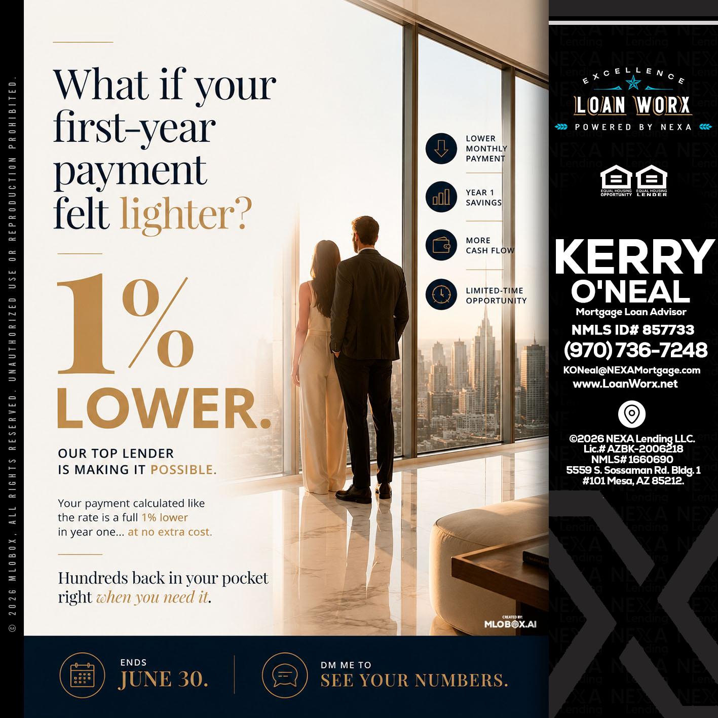 1% lower - Kerry ONeal -Mortgage Loan Advisor